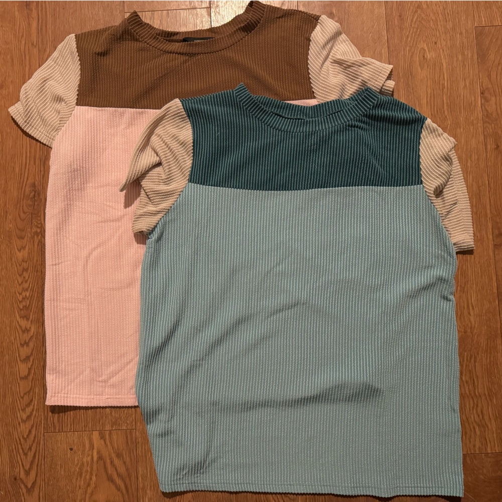 Bundle Deal! Colorblock Ribbed Shirts – 2 for 1 Sale - Picture 2 of 10